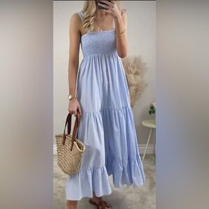 Zara Blue Tiered Ruffled Maxi Sundress